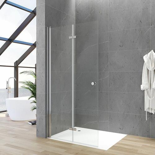 Duschwand Glas Dusch Falttür Duschabtrennung für Walk-in Dusche Rahmenlos Glasduschwand 5 mm