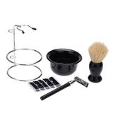 LNGOOR Men s Wet Shaving Kit 5 Piece Badger Hair Shaving Brush Hand Polished Stainless Steel Shaving Stand Shaving Bowl & Safety Holder Manual Razor Blades Shaving Brush Shaving Bowl