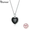 Bamoer – collier en argent Sterling 925 véritable pour femmes pendentif cœur noir amour Vintage