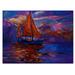 Breakwater Bay Red Sail Ship On Purple Sunset - Nautical & Coastal Wood Wall Art Décor - Natural Pine Wood Metal in Blue/Brown/Pink | Wayfair