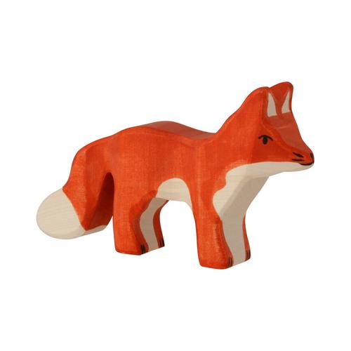 Holztier Fuchs Stehend In Orange