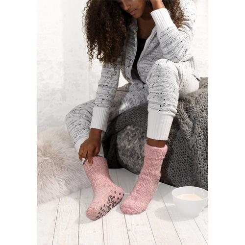 ABS-Socken LAVANA Gr. 39-42, rosa Damen Socken Stoppersocken aus Strick mit rutschfester Sohle