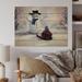 The Holiday Aisle® Christmas Snowman & Child - Unframed Painting on Wood in Black/Blue/Brown | 8 H x 12 W x 1 D in | Wayfair