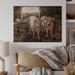 August Grove® Two Cows in the Stable - Unframed Painting on Wood in White | 24 H x 36 W x 1 D in | Wayfair 1224C69177304932893690F04FA37E22