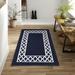 Black 45 x 26 x 0.2 in Area Rug - Ebern Designs Performance Navy Blue Machine Washable Rug Polypropylene | 45 H x 26 W x 0.2 D in | Wayfair