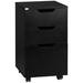 Inbox Zero Hilliary 3-Drawer Mobile Vertical Filing Cabinet Wood in Black | 15.75 H x 23.75 W x 13.5 D in | Wayfair