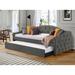 Utica Modern Button Tufted Grey Fabric Upholstered Twin Size Daybed with Trundle