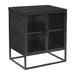 Valentina 26-inch Gunmetal Iron & Glass 2-Door Storage Side Table with Glass Shelving
