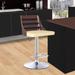 Armen Living Storm Adjustable Swivel Barstool in Chrome finish with Walnut wood and PU upholstery (Color options)