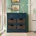 Storage Kitchen Cabinet with 2 Drawers and 4 Rattan Basket