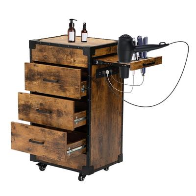 Multifunctional Beauty Salon Station with Wheels and 3 Drawers