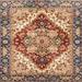 Ahgly Company Machine Washable Indoor Square Abstract Brown Red Area Rugs 6 Square