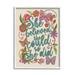 Stupell Industries She Believed Girl Power Motivational Patterned Floral Butterflies Graphic Art White Framed Art Print Wall Art Design by Valentina Harper