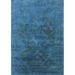 Ahgly Company Indoor Rectangle Mid-Century Modern Blue Ivy Blue Oriental Area Rugs 2 x 4