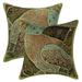Stylo Culture Ethnic Cotton Decorative Throw Pillow Sham Covers Parrot Green 16 x 16 Bohemian Beaded Sequins Patchwork Embroidered Couch Cushion Covers 40x40 cm Living Room Pillow Cases | Set Of 2