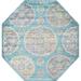 Rugs.com Paragon Collection Rug â€“ 6 Ft Octagon Blue Medium-Pile Rug Perfect For Living Rooms Kitchens Entryways