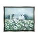 Stupell Industries Rural Anemone Flower Meadow White Farmland Barn Painting Luster Gray Floating Framed Canvas Print Wall Art Design by Sally Swatland