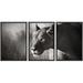 wall26 - 3 Piece Framed Canvas Wall Art - Lioness Stalking - Kalahari Desert Artistic Processing - Modern Home Art Stretched and Framed Ready to Hang - 24 x36 x3 BLACK