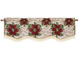 Decorative Christmas Poinsettias Script Design Tapestry 60 X 15 Window Valance