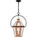 Quoizel Burdett 2-Light Aged Copper Lantern Pendant with Clear Tempered Glass