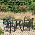 Anself 5 Piece Bistro Set Cast Aluminum 30.7 Inch Diameter Coffee Table with Umbrella Hole and 2 Garden Chairs Outdoor Dining Set Black for Bar Patio Balcony Garden Yard Lawn Terrace