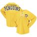 Women's Fanatics Branded Gold Pittsburgh Penguins Spirit Lace-Up V-Neck Long Sleeve Jersey T-Shirt