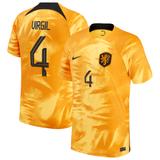 Men's Nike Virgil Van Dijk Orange Netherlands National Team 2022/23 Home Breathe Stadium Replica Player Jersey