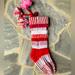 Anthropologie Holiday | Anthropologie Piper Striped Pom Christmas Stocking | Color: Red/Silver | Size: Os