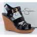 Jessica Simpson Shoes | Jessica Simpson Casie 2 Platform Wedge Sandal Heels Black Patent Size 10 | Color: Black | Size: 10
