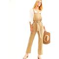 Free People Pants & Jumpsuits | Free People Olive Green Striped 100% Cotton Overalls Size Xs | Color: Green/Tan | Size: Xs