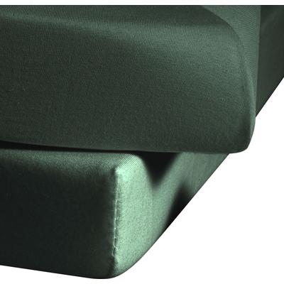 Spannbettlaken FLEURESSE "Colours in Gr. 90x200, 140x200 oder 180x200 cm", grün (jagdgrün), B:90cm L:200cm, Mako-Satin, Obermaterial: 100% Baumwolle, Laken, Mako Satin, für Matratzen bis 23 cm Höhe, Bettlaken, Spannbetttuch Image