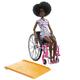 Barbie Fashionistas, Schwarze schwarzen Haaren, Rollstuhl mit farbigem Overall, Rollstuhl mit Rampe, inkl Puppe, Geschenk für Kinder, Spielzeug ab 3 Jahre,HJT14