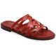 39 Rot Emmanuela Bequeme flache Ledersandalen, hochwertige Slide on Dressy im griechischen Stil, Sommerschuhe für Damen, Open Toe Sandalen, ungewöhnliche Boho Chic Slider sandalen