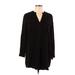H&M Casual Dress - Shift V Neck Long sleeves: Black Print Dresses - Women's Size 6