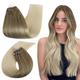 Ugeat Micro Ring Extensions 18 Inch #8A/60 Bead in Extensions Micro Hair Extensions Lighter Brown Micro Loop Human Hair Extensions with Platinum Blonde Hair Extensions Real Human Hair Bead 50 Grams