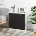 URBNLIVING 4 Or 5 Drawer Wooden Bedroom Chest Cabinet (4 Drawers, White Carcass + Black Drawers)