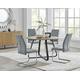 Furniturebox UK Santorini Brown Wood Contemporary Round Dining Table Set and 4 Chrome Leather Modern Lorenzo Dining Chairs (Dining Table + 4 Elephant Grey Lorenzo Chairs)