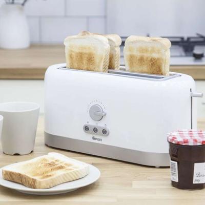 4 Slice Long Slot White Toaster