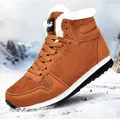 Bottes de neige en peluche imperméables pour hommes et femmes chaussures en cuir coordonnantes