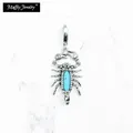 Pendentif Scorpion en argent Sterling 925 Turquoise pour homme et femme accessoires de bijoux