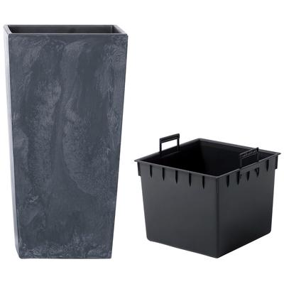 Pflanzkübel PROSPERPLAST "Urbi Square Effect", grau (anthrazit), B:22cm H:42cm T:22cm, Polypropylen, Pflanzgefäße, BxTxH: 22x22x42 cm