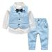 Toddler Gentleman Suit Baby Little Boy Clothes Sets Bowtie Long Sleeve Shirts and Suspenders Pants Sets 2Pcs Casual Outfit Sets 12 Months-7 Years