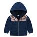 Konbeca Kids Hooded Jacket Toddler Polar Fleece Jacket Baby Hooded Thick Outerwear Boys Girls Leopard-print Zipper Fleece Jacket Fall Winter Hoodie Sweatshirt Navy 3-4 Years