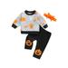 jaweiwi Baby Girls Boys Pants Outfits Set Halloween Pumpkin Ghost Print Contrast Color Long Sleeve Round Neck Sweater + High Waist Pants Set Size 0 6 12 18 24 M