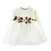 ZMHEGW Toddler Girl Dress Kids Floral Ribbed Long Sleeve Mesh Embroidered Tulle Ball Gown Dress Princess Clothes Girls Outfits 18-24 Months