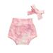 Gwiyeopda Baby Girls Boys Bottom Shorts Tie-dye Pants and Bowknot Headwear Gradient Outfit
