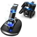 PS3 Controller Charger Stand for Sony Playstation 3 Controller Wireless Dualshock 3 Charging 2 Tier Docking Station Stand and 2 USB PS3 Cable Compatible ports with LED Indicators Slim Black
