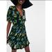 Zara Dresses | Euc Zara Pleated Floral Dress, S, Black Green Color | Color: Black/Green | Size: S