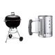 Weber Bar-B-Kettle Holzkohlegrill, 57 cm, Schwarz (1331004) & 7447 Compact Rapidfire Chimney Starter