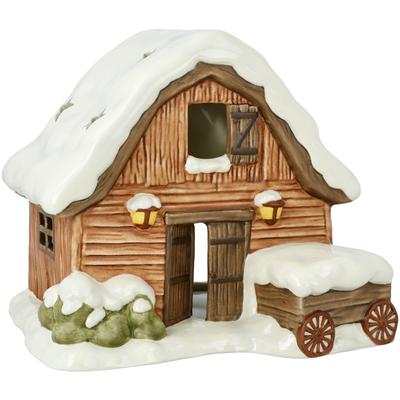 Windlicht GOEBEL "Winterwald, Weihnachtsdeko", bunt, B:16cm H:16,5cm, Steingut, Kerzenhalter, Steingut, Scheune Image